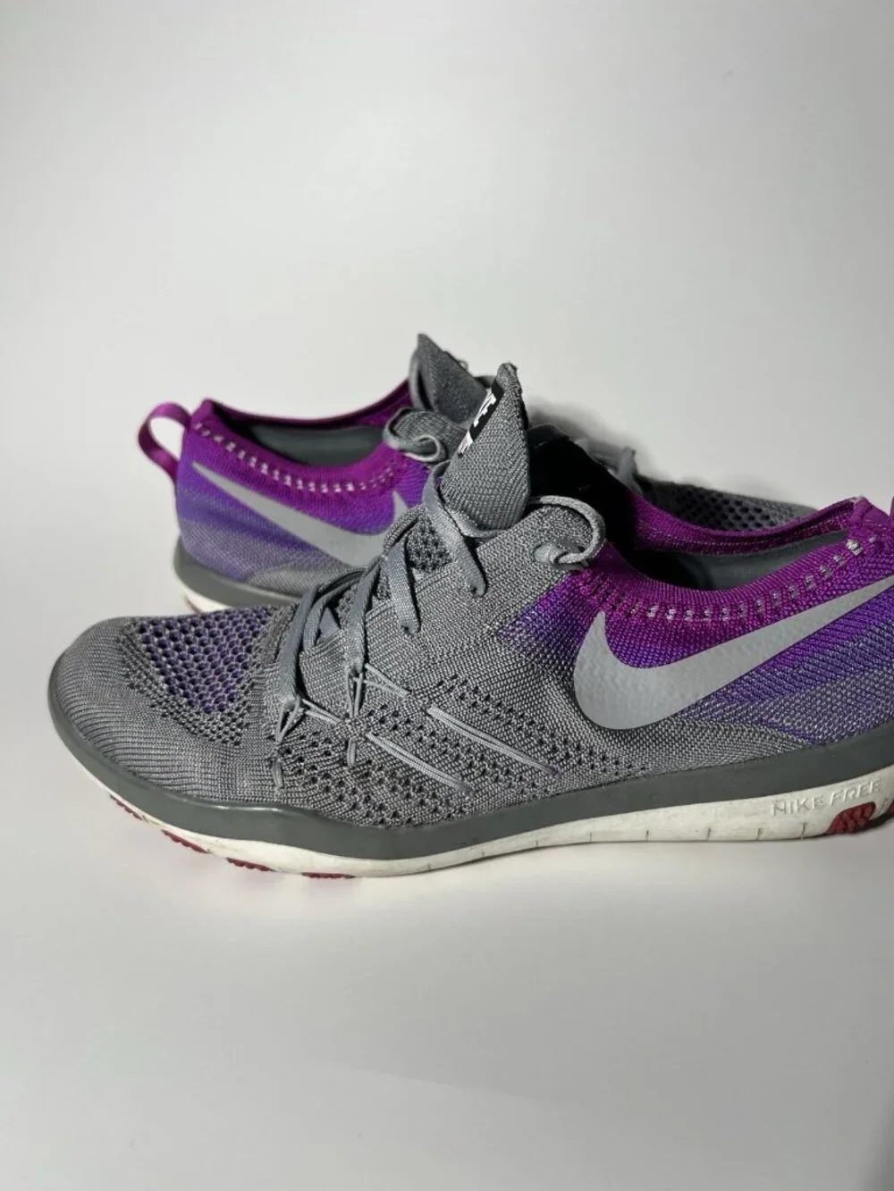 Nike Free Focus Flyknit Training Shoes Gray Purple Women’s 7.5 844817-003